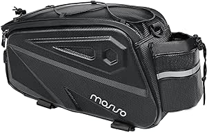 MOSISO Bike Rack Bag, Waterproof Bike Rear Rack bag Bicycle Trunk Bag, 14L EVA Mountain Bike Rear Seat Bag Bicycle Storage Saddle Shoulder Bag Cycling Luggage Bag with Shoulder Strap, Black