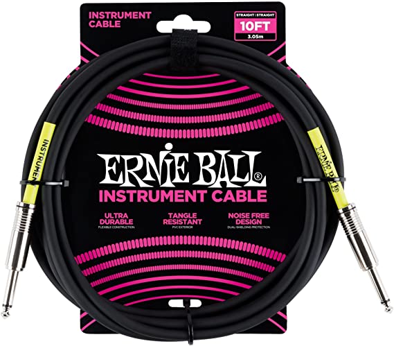 Ernie Ball 10' Straight / Straight Instrument Cable - Black