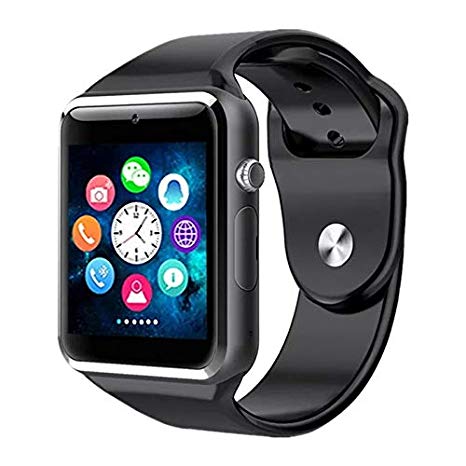 TIRUMI A1 Bluetooth Smart Watch with Camera and Sim Card Support for All 3G & 4G Android/iOS Smartphones (Black)