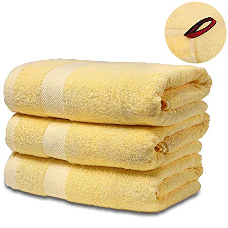 SEMAXE Luxury Bath Towel Set.Hotel & Spa Quality.3 Large Bath Towels,Premium Collection Bathroom Towels.Soft,Plush and Highly Absorbent (Set of 3,Yellow)