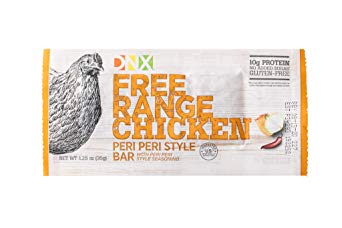 DNX Free Range Chicken Peri Peri Style Bar, High Protein Bar Meat Snack, Keto, Paleo, Whole30, Gluten-Free, Dairy-Free, Grain-Free, No MSG, Nitrate-Free, Non-GMO, No Soy, Low Carb (12 Pack)
