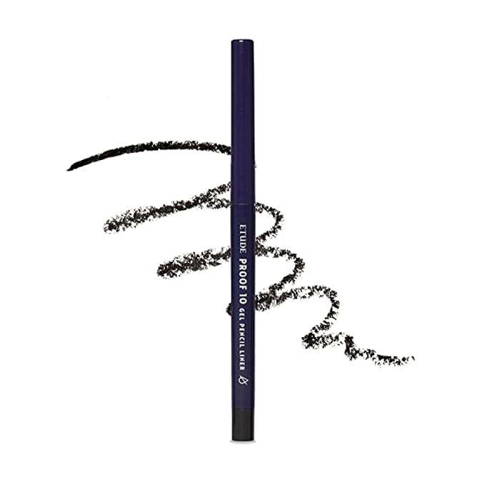 ETUDE Proof 10 Gel Pencil Liner 0.3g (#1 Black) (21AD) | Creamy Gel Texture Eyeliner with Wearable Shades to Create Precise Line Eye Makeup without Efforts