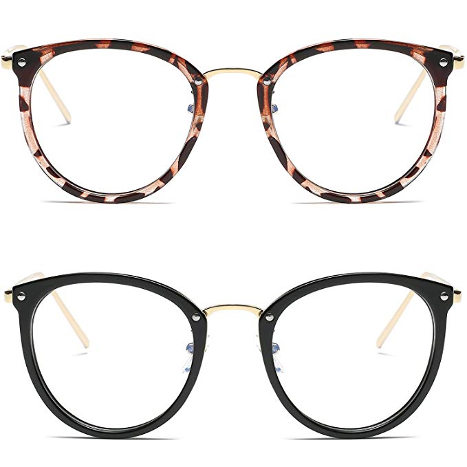 Amomoma Fashion Round Eyewear Frame Eyeglasses Optical Frame Clear Lens Glasses AM5001