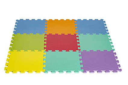9-tile Multi-Color Solid Foam EVA Puzzle Playmat Kids Safety Play Floor by HemingWeigh