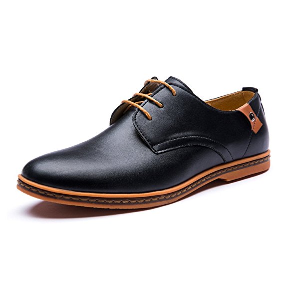 Seakee Men's Leisure Lace-up Flat Oxford Dress Shoes