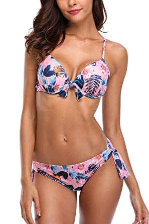 ATTRACO Women's Push Up Underwired Two Piece Bikini Swimwear