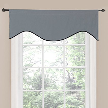 H.Versailtex Energy Saving Scalloped Curtain Valance for Kitchen,Bath,Laundry,Bedroom,Living room(Rod Pocket,50"x17" Solid Dove Gray,1 Panel)