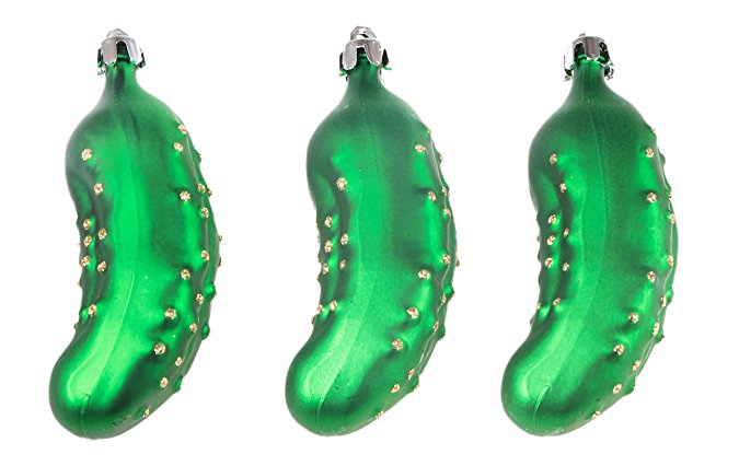 Shatterproof Christmas Tree Ornaments by Clever Creations | Green Festive Christmas Decor | Christmas Pickles | 3 Piece Set Perfect for Christmas Trees