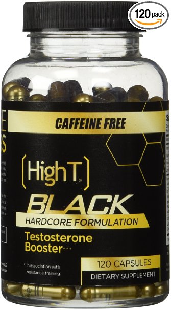 High T Black Caffeine Free, Testosterone Booster Pre Workout Hardcore Formulation - 120 capsules