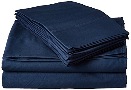 Home Basics Ultra Soft Brushed  6 Piece Microfiber 90GSM Sheet Set - Hypoallergenic, King, Navy