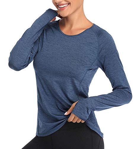 VUTRU Women's Long Sleeves Workout T Shirt Breathable Sports Running Yoga Tops w Thumb Holes