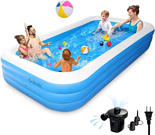 Inflatable Swimming Pool, Full-Sized Family Pools,130" X 72" X 25" Backyard Pool with Pump,for Full-Sized Inflatable Pool for Kids, Adults,Outdoor,Backyard,Summer Water Party