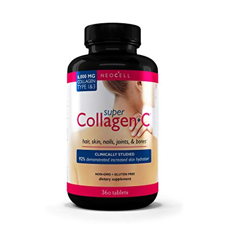 NeoCell - Super Collagen   C - 6000mg BioActive NeoCell Collagen Type 1&3   Vitamin C Promotes Healthy Hair, Skin, Nails, Joints, Tendons, Ligaments, and Bones; Non-GMO and Gluten-Free - 360 Tablets