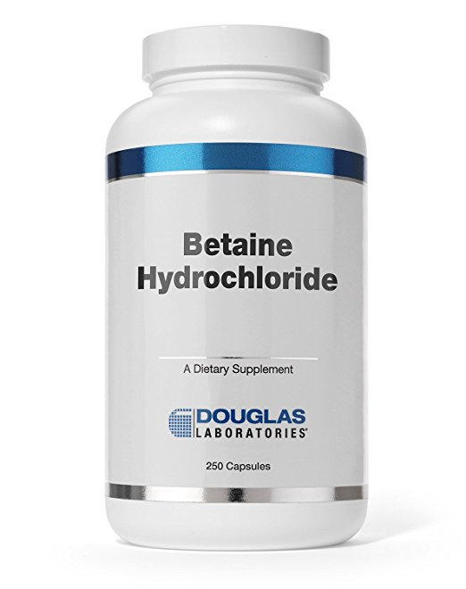 Douglas Laboratories® - Betaine Hydrochloride - Powdered Dietary Supplement of Hydrochloric Acid to Support Digestion* - 250 Capsules