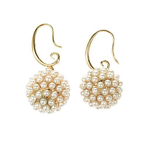 TS Luxury Pearl Inlaid Fireball Spherical Drop Earrings