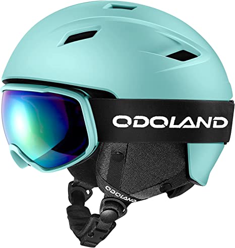 Odoland Snow Ski Helmet and Goggles Set, Sports Helmet and Protective Glasses - Shockproof/Windproof Protective Gear for Skiing, Snowboarding, Motorcycle Cycling, Snowmobile