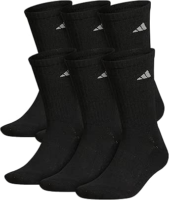 adidas Men's Athletic Cushioned Crew Socks with Arch Compression (6 Pairs)