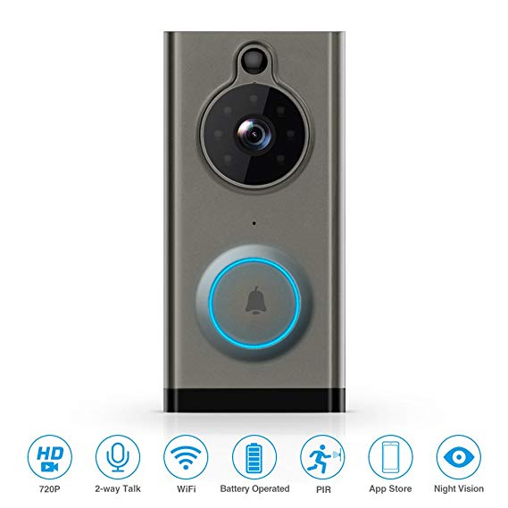 Video Doorbell, PHYSEN Waterproof Wifi Doorbell with Camera, Smart 720P HD Wireless Doorbell, Two-Way Talk, PIR Motion Detection, IR Night Vision, ToSee App Control Support IOS and Android, For Home/Office Security