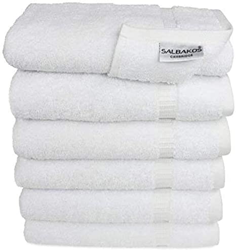 SALBAKOS Genuine Premium Organic Turkish Cotton Hotel & Spa Hand Towels, 700 GSM, 16”x30”, 96-Piece Wholesale Box, White (Hand Towel - Qty 96, White).