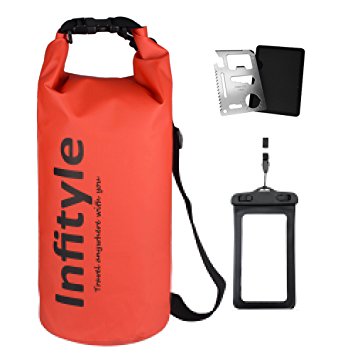 Waterproof Dry Bags - Floating Compression Stuff Sacks Gear Backpacks for Kayaking Camping - Bundled with Phone Case and Pocket Tool