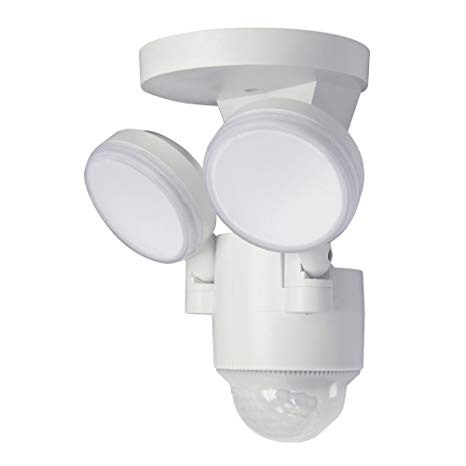 LP-1803-WH 180-Degree White Motion Activated Outdoor Integrated LED Flood Lights with 1100 Lumens (White)