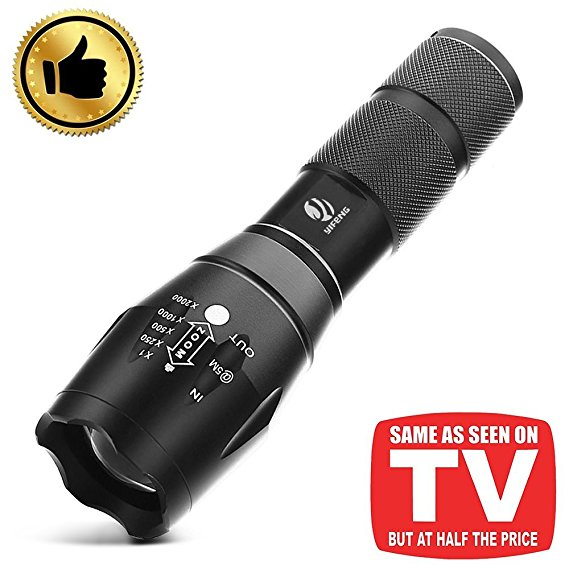YIFENG XML-T6 1000 Lumens Super Bright CREE LED Tactical Flashlight with 5 Light Modes and Zoom Function, 1 pack