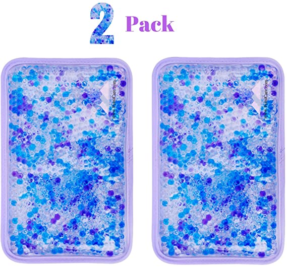 Hot and Cold Gel Bead Ice Pack (2-Pack) by FOMI Care | Lavender Scented | Reusable Cold Wrap, Cold Compress & Heating Pad | Freezable, Microwavable | Fabric Backing (7.5” x 4.5”)