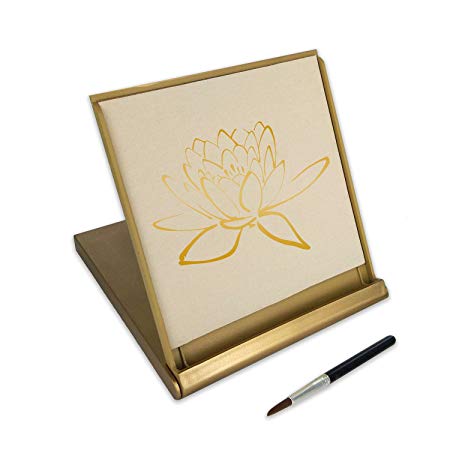 Zen Artist Board Mini, Gold, Paint with Water Relaxation Meditation Art, Relieve Stress, Small Travel Size Magic Drawing Watercolor with Brush