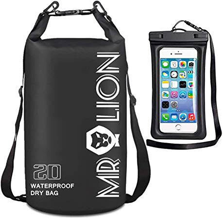 MR LION Waterproof Dry Bag - Roll Top Dry Compression Sack Keeps Gear Dry for Kayaking, Beach, Rafting, Boating, Hiking, Camping, Swimming, Floating and Fishing with Waterproof Phone Case