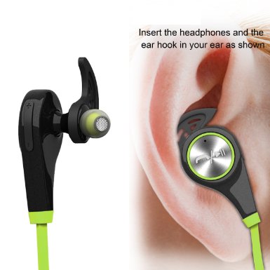 Bluetooth Headphones, Wireless Earbuds Bluetooth Headset with mic Sports running Earphones for iPhone Sony Samsung motorola LG (Green)