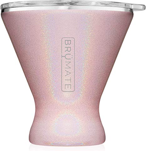 BrüMate MargTini 10oz Martini Margarita Tumbler - Made With Vacuum-Insulated Stainless Steel (Glitter Blush)