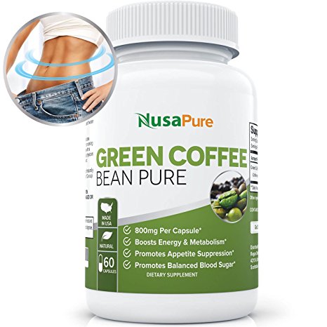 NusaPure Green Coffee Bean Extract Weight Loss Supplement, 60 Capsules