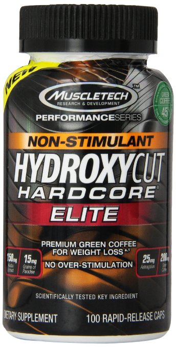 Hydroxycut Hardcore Elite Stim Free Weight Loss Supplement 100 Count