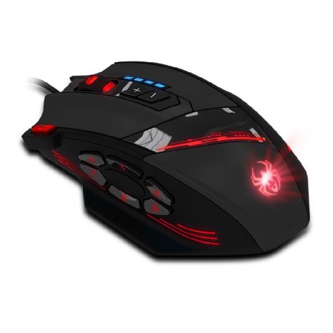 DLAND ZELOTES 12 Programmable Buttons LED Optical Professional High Precision USB Gaming Mouse Mice,4000 DPI (Up to 8000DPI by the Software) , Weight Tuning Set