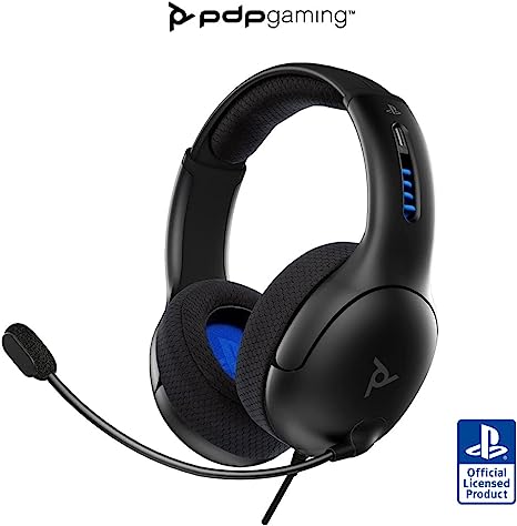 PDP Gaming LVL50 Wired Headset with Mic for Playstation, PS4, PS5 - PC, iPad, Mac, Compatible - Noise Cancelling Microphone, Lightweight, Soft Comfort Over Ear Headphones - Black