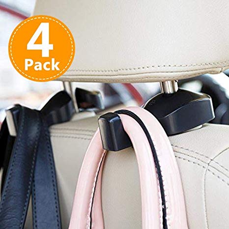 CHITRONIC 4 PCS Universal Car Seat Back Headrest Hanger Hooks Storage for Purse Groceries Bag Handbag