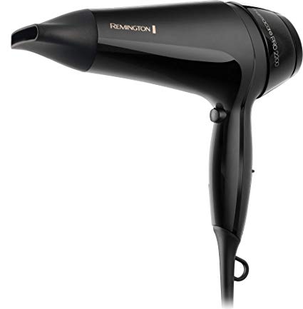 Remington Thermacare Pro Hair Dryer with Concentrator, Three Heat and Two Speeds with Cool Shot, 2.5 Metre Power Cable, 2200 W, Black, D5710