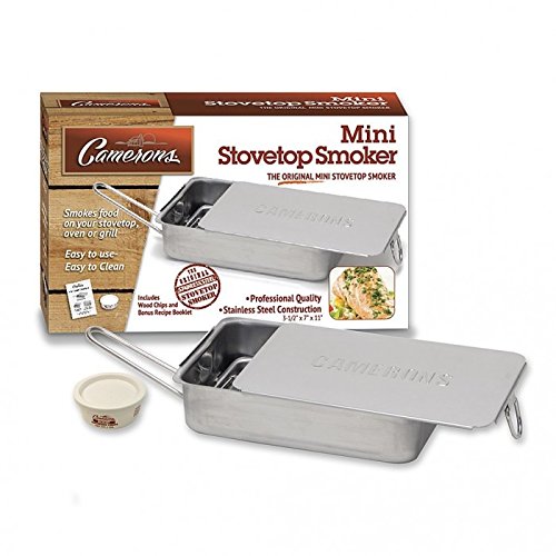 Stovetop Smoker - The Original Camerons Gourmet Mini Stainless Steel Smoker with Wood Chips - Works over any heat source, indoor or outdoor