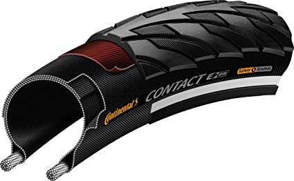 Continental Contact Bike Tire - Replacement City/Trekking, Kevlar Puncture Protection, E-Bike Rated Wire Bead Bike Tire (20", 26", 28")