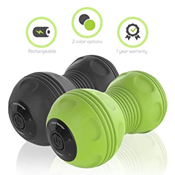 Sedona 4-Speed Vibrating Massage Ball - Electric Rechargeable Portable Peanut Dual Foam Roller for Deep Tissue Recovery Pain Soreness Myofascial Acumobility for Hips Feet Arms Back Neck Waist - Green