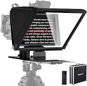 NEEWER Téléprompteur X16 avec Télécommande RT113/APP, Séparateur de Faisceau 16", Pliable en Alliage d'aluminium, Plaque QR Compatible avec Manfrotto 501PL iPad Android Caméra Caméscope Max.44lb/20kg