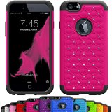 iPhone 6s  6 Plus 55 Inch Crystal Studded Defender Cases by VALLT Hybrid Dual Layer Rhinestone Bling Protective Case for Apple I Phone - Lifetime Guarantee Hot Pink