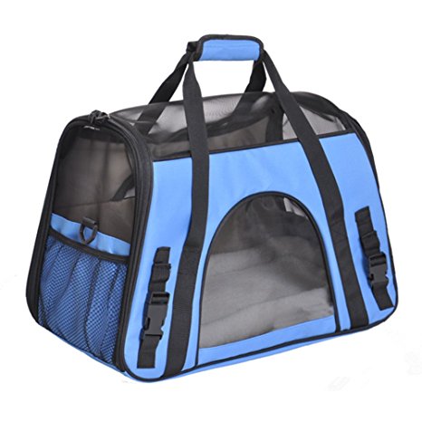 Deluxe Pet Travel Carrier, Soft Side, Suitable for Cats and Small Dogs, Comes with Shoulder Strap