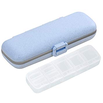 WORTHBUY Pill Case Organizers, Portable Travel 7 Day Pill Box Case Daily, Compact Childproof Bpa Free(Blue)