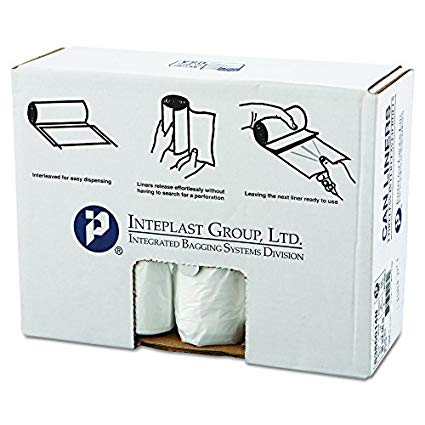 Inteplast Group S386014N 60 gallon Capacity, 60" Length x 38" Width x 14 Mic Thickness, Natural Color, HDPE Commercial Coreless Institutional Trash Can Liner (Case of 8 Roll, 25 Bags per Roll)