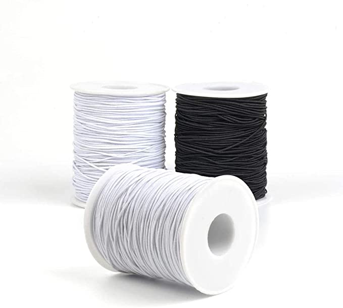 Beading Elastic String, 3 Rolls 1.0 mm Thread String Cord, 2 Rolls of White, 1 Roll of Black, 109 Yard Per Roll for Jewelry Making Bracelets Beading