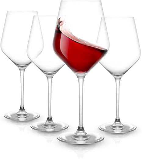 JoyJolt Layla Red Wine Glasses, Set of 4 Italian Wine Glasses, 17 oz Clear Wine Glasses