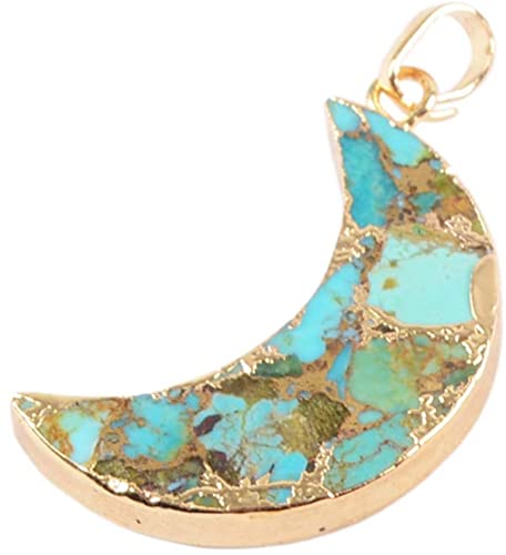 ZENGORI 1 Pcs Gold Plated Copper Natural Turquoise Multi-Kind Shape Pendant for Unisex