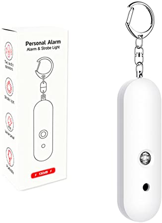 Teeyee Personal Alarm,130dB Police Approved Security Personal Protection Devices, Security Sirens Keychain with Flashlight, Self-Defense Alarm for Women Girls Kids Elderly(1 Pack) (White)