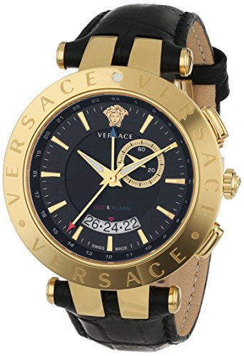 Versace Men's 29G70D009 S009 V-RACE Round Yellow Gold Ion-Plated Stainless Steel GMT Alarm Date Watch